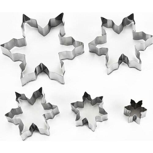 5 Pcs DIY Stainless Steel Baking Tool Baking Tool Christmas Snowflake Cookie Mould Cake Baking Mold For Home Kitchen Supplies