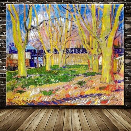 Avenue of Plane Trees Near Arles Station Hand Painted Copy Vincent Van Gogh Oil Paintings On Canvas Wall Art For Home Decoration