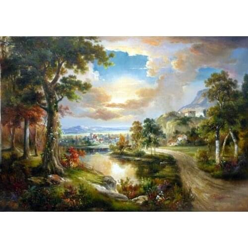 Free shipping classical cloud tree road landscape canvas painting prints oil painting on canvas wall art decoration pictures