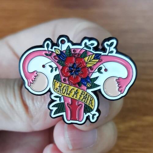 Feminism uterus balls courage brooch feminist flair addition brooch