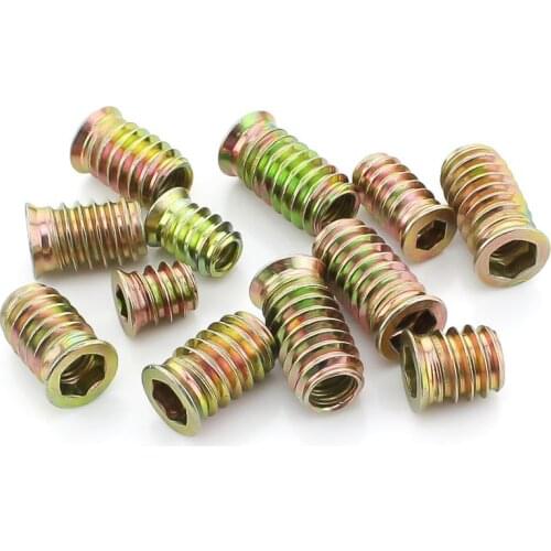 10pcs/20pcs M6 M8 M10 Zinc Alloy Iron Inside Carbon Steel Hex Socket Drive Insert Nuts Threaded for Wood Furniture