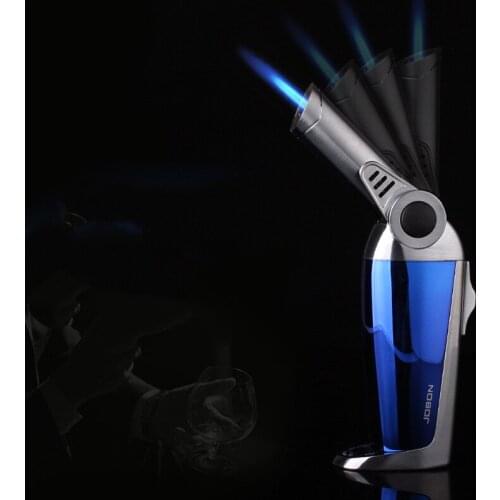 Jobon New Spray Gun Jet Butane Pipe Lighter Metal Gas Kitchen Triple Torch Turbo Cigar Rotating nozzle Lighter Gadgets For Men