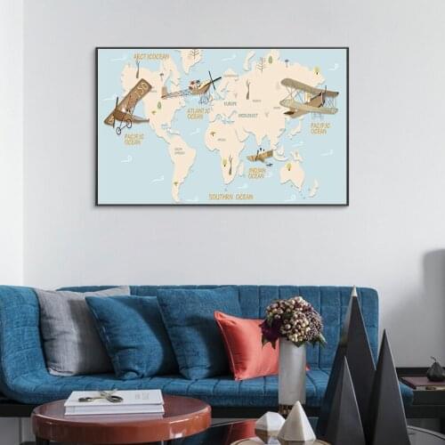 BALLEAY ART Map Poster Wall Art Canvas Painting For Bedroom Living Room Decorative Pictures Wall paintings Home decor Printing