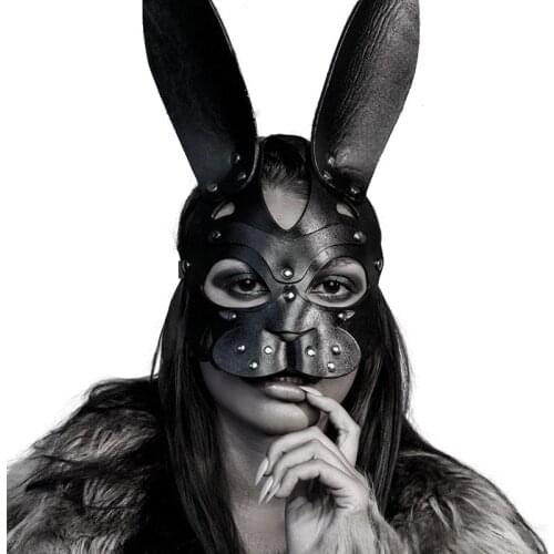 Leather head eye face mask Bondage necklace Mature Women Restraint roleplay Halloween couple SM Exotic Accessories Slave sex toy