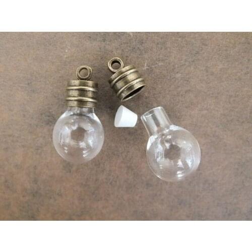 All round glass pendant,rice art glass bottle with antique cap plug charm pendants 23x12mm