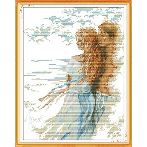 Romantic lovers cross stitch kit people 18ct 14ct 11ct count print canvas stitches embroidery DIY handmade needlework