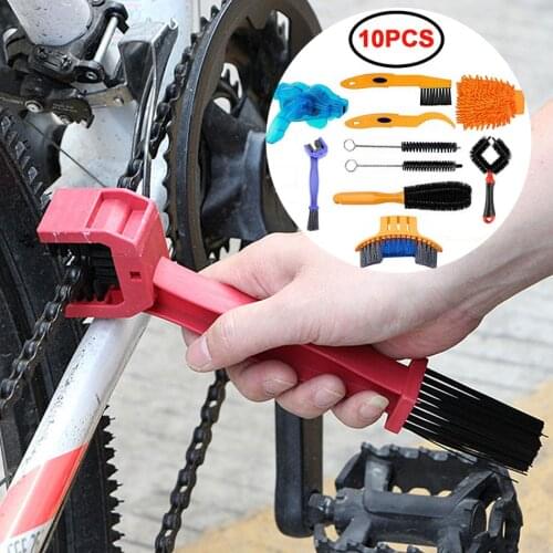 10PCS Bike Chain Cleaner Brushes Cycling Cleaning Kit Bicycle Brush Maintenance Wash Tool for Mountain MTB Cleaning Accessory