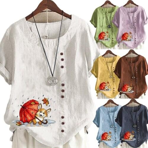 The New Summer Shirt Women Clothing Fashion Printing Graphic Tee Shirt Sleeve Loose Casual Shirt Plus Size Tops