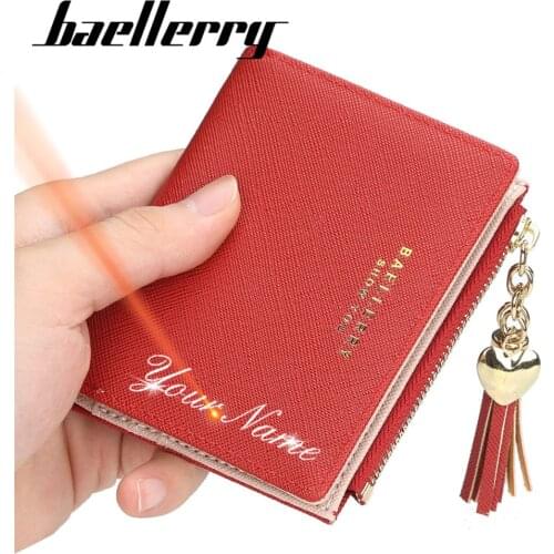 2021 New Mini Women Wallets Free Name Engraving Small Wallets Zipper PU Leather Quality Fashion Female Purse Card Holder Wallet