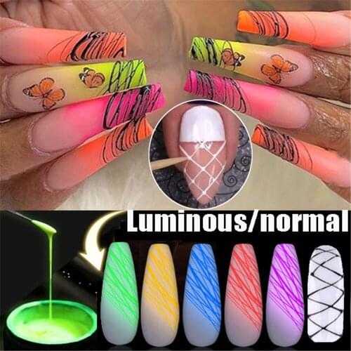 Normal/Luminous Spider Nail Gel Pulling Silk Fluorescent Rainbow Glow In The Dark Soak Off UV Painting Spider Nail Gel Varnish