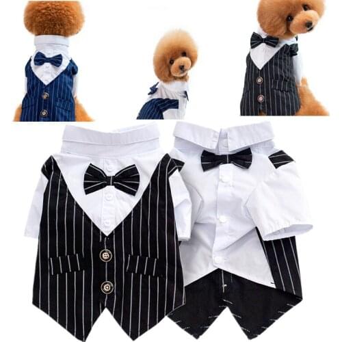 Pet clothing dog puppy clothes wedding suit gentleman dress dog suit pet dog dress suit formal dress bow tie puppy coat shirt