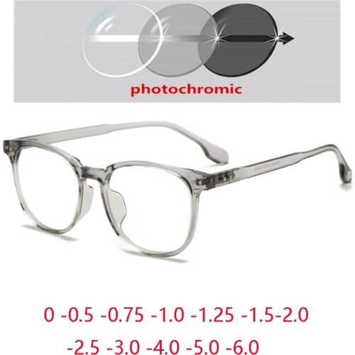 Transparent Gray TR90 Computer Optical Glasses Frame Anti Blue Rays Oval Short-sight Eyeglasses Prescription 0 -0.5 -0.75 To -6