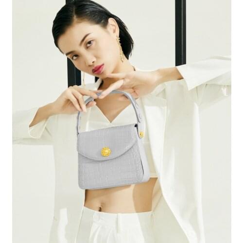 OUSSON New Design Small Square Leather Underarm Bag Exquisite Female Retro Crocodile Pattern Tote Handbag One Shoulder Handbag