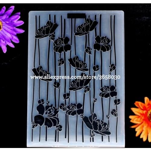 A5 Size Lotus Flowers Plastic Embossing Folder For Scrapbook DIY Album Card Tool Plastic Template 14.8x21cm 8071066