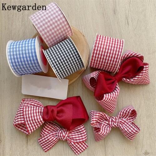 Kewgarden Linen Plaid Ribbon 1.5" 1" 10mm 25mm 38mm DIY Hairbow Tie Brooch Accessories Handmade Tape Packing Riband 10 Yards