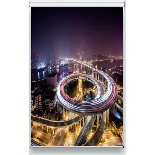 Custom Made Sheer Shade Blinds City Night Views Luxury Curtains For Bedroom Translucent Blackout Roller Blinds