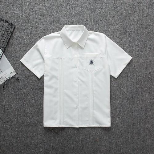 Japanese Korean School Dresses JK Uniform Summer Collar Short Sleeved T-Shirt For Girl Student Cute Embroidered Tops Lady Blouse