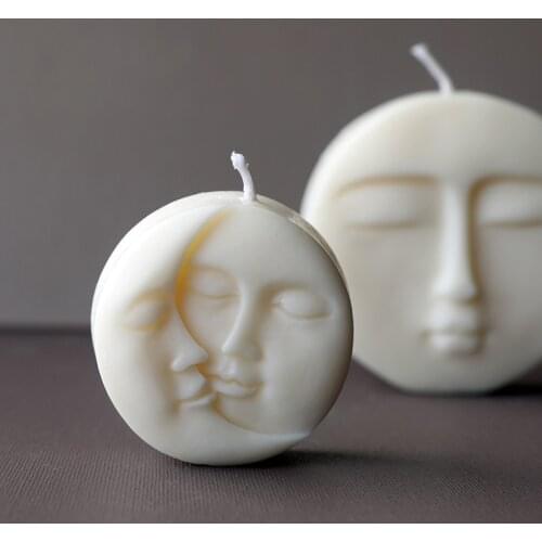 Sun Moon Face Abstract Design Candle Silicone Mold Ornaments Soap Plaster Candle Making