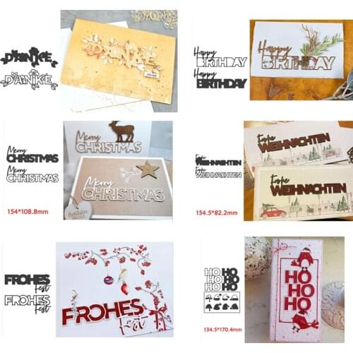 Warm Greetings Fancy Words Happy Birthday Merry Christmas Metal Cutting Dies for New Diy Scrapbooking Album New Embossing Cards