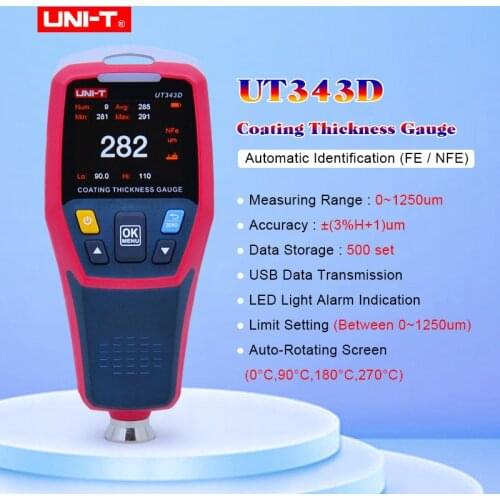 Thickness Gauge,UNI-T UT343D Digital Coating Gauge Meter Thickness Tester Car Detector Automotive Coating Car Paint Tester Meter