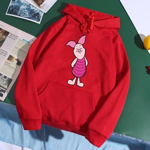 Cartoon Disney Piglet Mens Hoodie Winnie Pooh Bear Sweatshirt Fashion Kawaii Pullover Funny Casual Hoodies Warm Male Streetwear