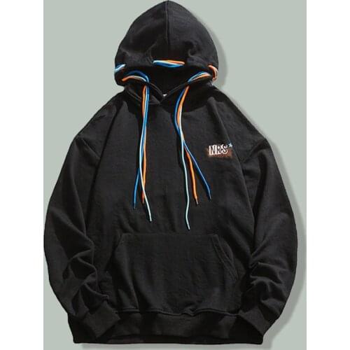 Hip Hop Rainbow Drawstring Hoodies Men Women Letter Printing Harajuku Streetwear Loose Hoodie Sweatshirt Couple Hooded Pullovers