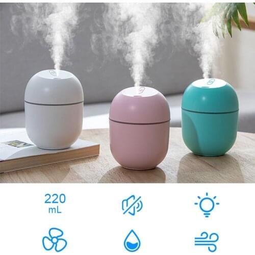 220ML Mini Aroma Essential Oil Diffuser Ultrasonic Air Humidifier for Home Car USB Fogger Mist Maker with LED Night Lamp