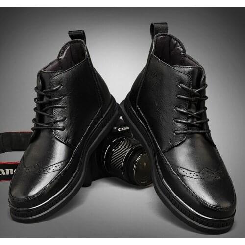 2020 spring and autumn mens casual wedding banquet dress Brock Chelsea boots carved Brock leather shoes gentleman ankle boots