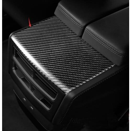 Carbon Fiber Car Rear Armrest Box Plate Armrest Panel Trim Cover for Tesla Model S X 2014-2019