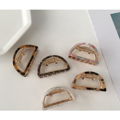 1PC Geometric Acetate Hair Claw Semicircle Alloy Hairpin Crab Tortoiseshell Leopard Hair Clip for Women Girl Hair Accessories