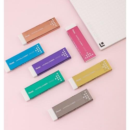 1Pc Pentel EZEE02 HI-POLYMER Eraser WhiteThin Rubber Gum Type NO PVC Safe Slim Erasing Supplies Japan