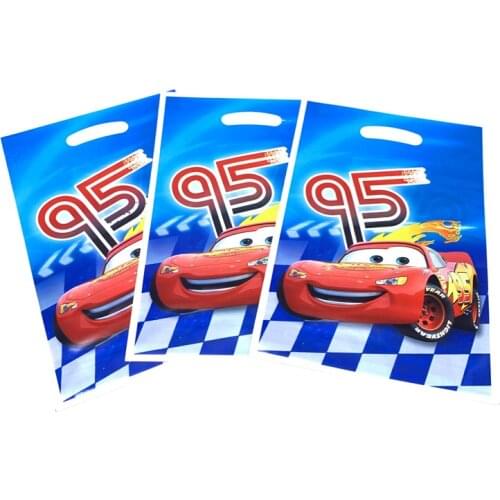 100pcs/lot Cars Theme Decorations Loot Bag Kids Boys Favors Happy Baby Shower Candy Gifts Bags Birthday Party Events Supplies