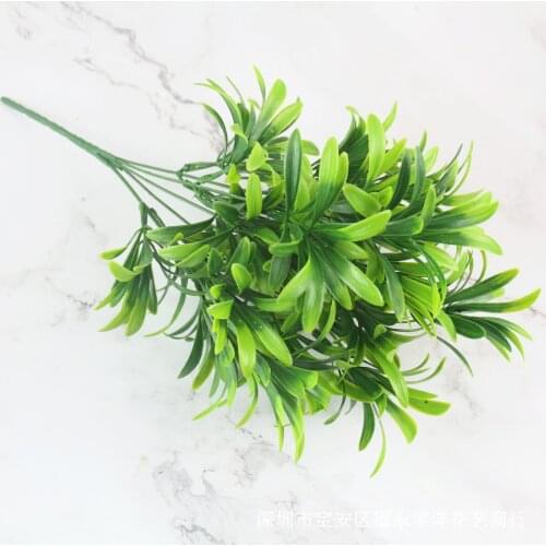 7 Fork Artificial Plants Eucalyptus Grass Plastic Ferns Green Leaves Fake Flower Plant Wedding Home Decoration Table Decors