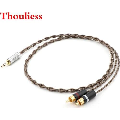 Thouliess DIY HIFI 3.5mm Stereo to 2 RCA Male Cable Nordost Odin Siver-plated 3.5mm to Double rca Male Audio Aux Cable