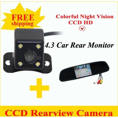 Free Shipping 4.3 inch car mirror car rear mirror and Car parking backup rear view camera for All cars