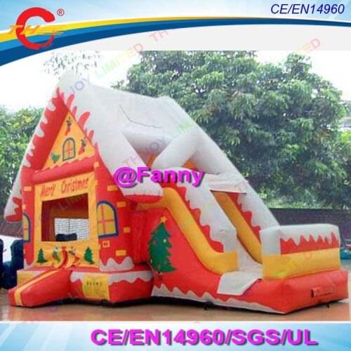 Free air ship to door,7x4m Christmas Inflatable Bouncer slide Combos For Kids/ Inflatable christmas slide With Santa grotto