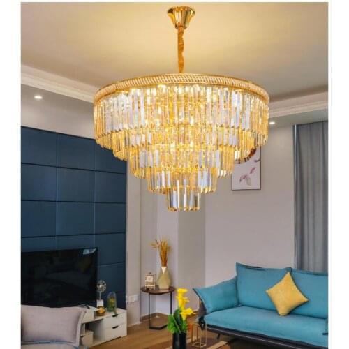 Free Shipping Modern Golden Crystal Chandelier Light European Modern Crystal Chandelier Pendant Lamp 110-260V AC 100% Guaranteed