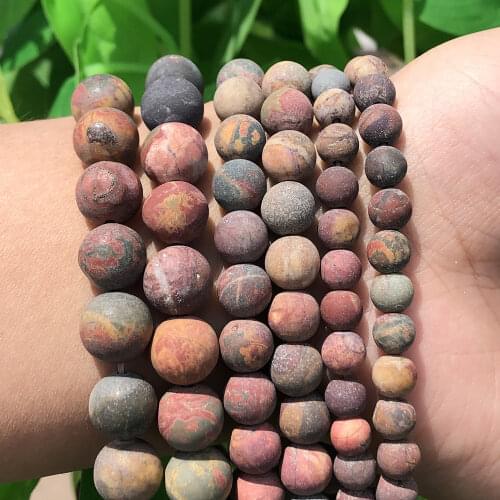 4 6 8 10 mm Frosted Picasso Jaspers stone matte beads natural stones Round loose beads for jewelry making bracelet necklace diy