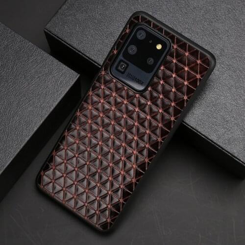 Leather Phone Case For Samsung S21 Ultra S10 S10e S7 S8 S9 Note 8 9 10 Plus A7 A8 A20 A30 A40 A50 A70 A51 A71 Triangle Texture