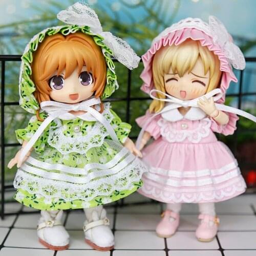 D03-P098 children handmade toy 1/12 ob11 GCS BJD.SD Doll Accessories doll clothes green flower dress set