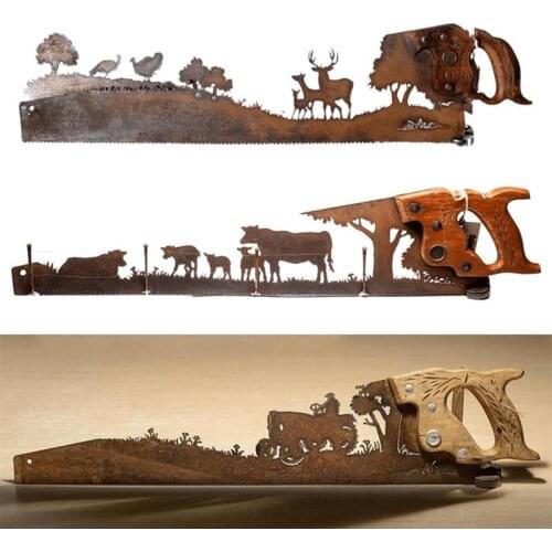 Home Decor Metal Art Wall Decor Rustic Saw Hanging Ornament Metal Crafts Unique FatherS Day Gift For Tree Planters