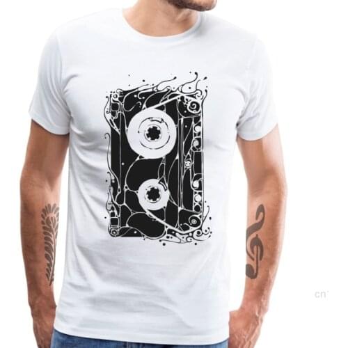 Band T Shirt Cassette Print Men Tshirt Old School Music Tops Tees Hip Hop Summer/Fall Cheap Short Sleeve 100% Cotton T-shirts