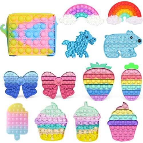 Hot Push Bubble Fidget Toys Adult Stress Relief Toy Antistress Soft Squishy Anti-Stress Luminous Ice Cream Push Bubbles Luminous