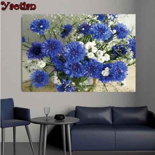Square round drills,5D DIY Diamond Painting blue daisy Diamond Embroidery full display Cross Stitch,Mosaic puzzle picture