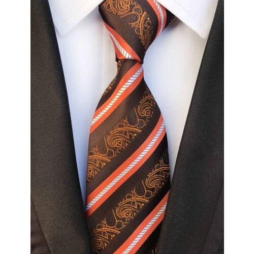 Classic Men Fashion Paisley Tie with Stripes 100% Silk Necktie
