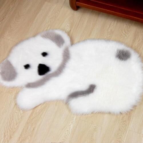 Panda Printed Rug Lovely Child Carpet Cowhide Faux Skin Leather Nonslip Antiskid Mat 60X90CM Animal Print Carpet