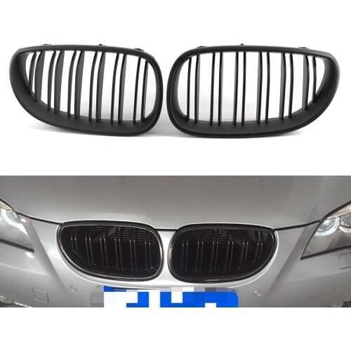 Left Right Side Matte Black Double Slat Grille Grilles Fit For BMW E60 E61 M5 5 Series 03-09 525i 528i 530i 545i 550i