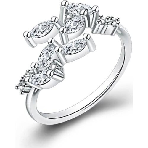 Trendy Rings 925 Silver Jewelry with Zircon Gemstones Flower Shape Open Finger Ring for Women Wedding Party Ornaments Wholesale