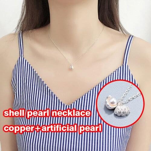 Can Open Shell Pearl Pendant Necklace Girlfriend Gift Student Korean Personality Simple Versatile Clavicle Chain