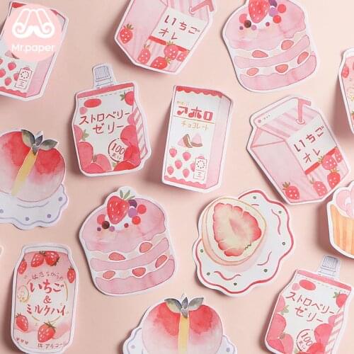 Mr Paper 30pcs/lot 8 Designs Pink Sweet Snack Memo Pad Sticky Notes Notepad Diary Creative Stationery Self-Stick Notes Memo Pads